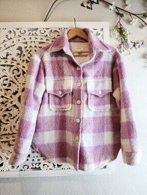 R.G. KANE PLAID PINK FRONT BUTTON LONG SLEEVE SHIRT WOMENS SIZE SMALL